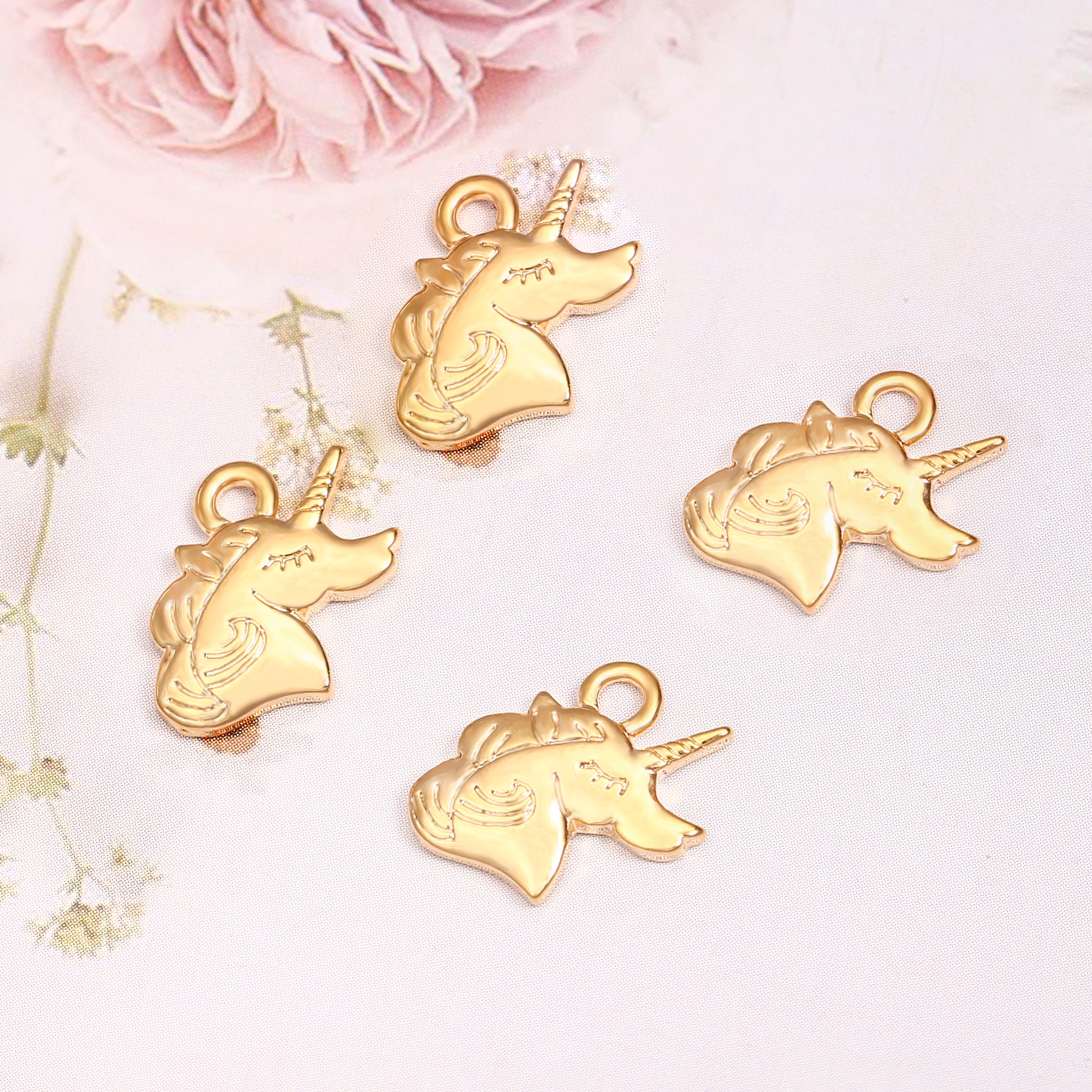 6Pcs Dainty Gold Unicorn Charms18k Gold Plated Unicorn Etsy