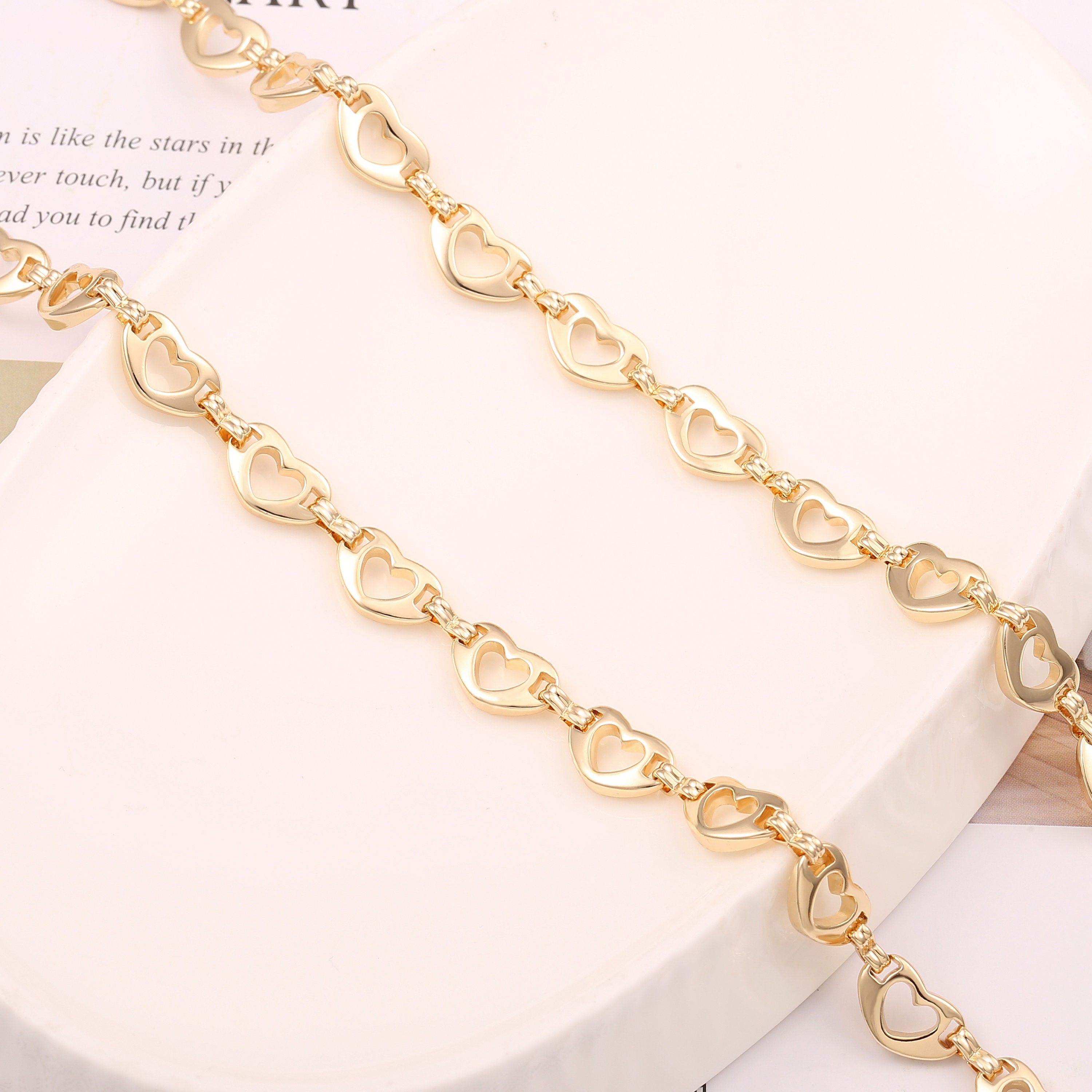 18k Shiny Gold Heart Chain Bulk3.2FT Large Heart Link Etsy