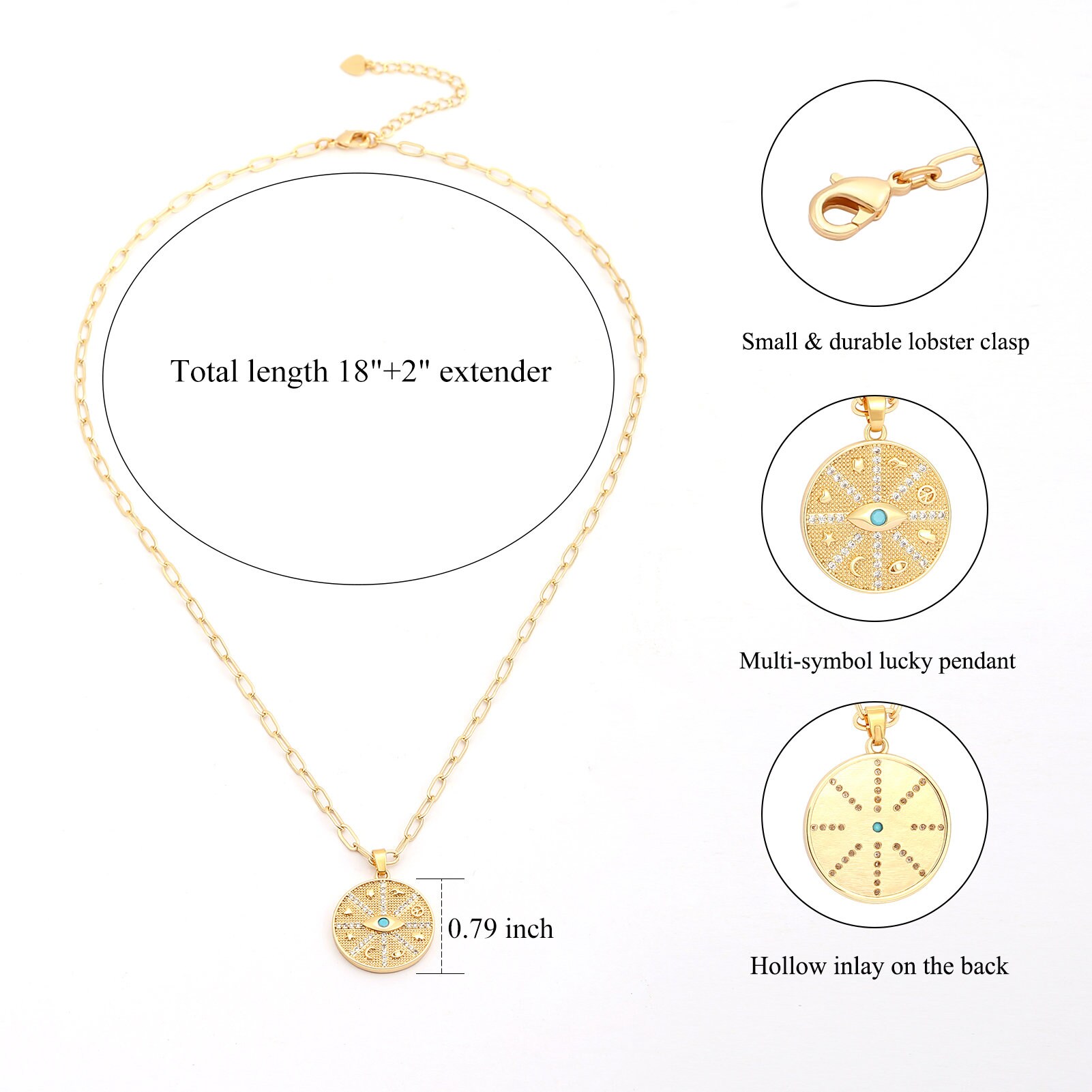 Lucky charm necklace gold Clearance