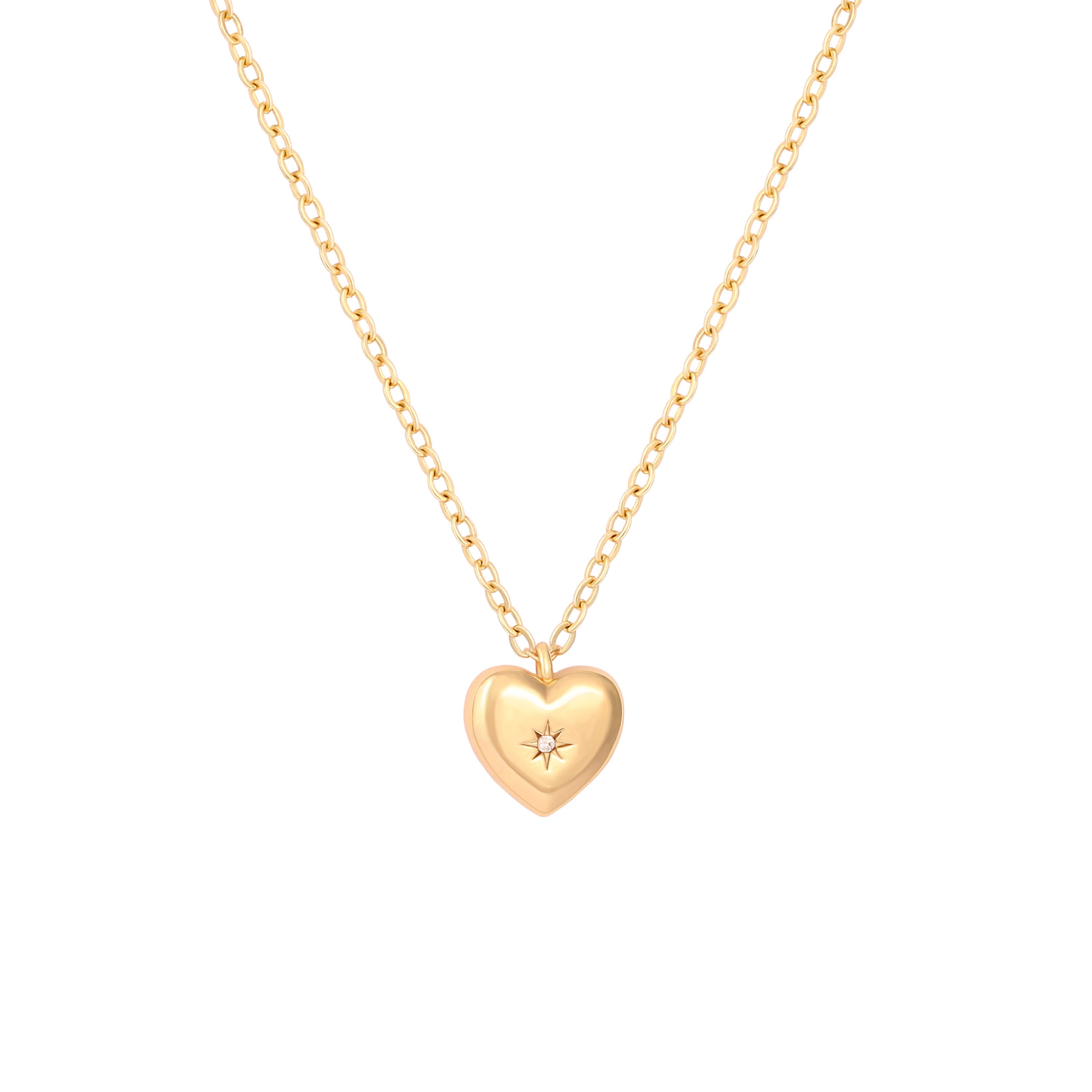 Gold Heart Necklace Dainty CZ Heart Choker 18K Shiny Gold - Etsy