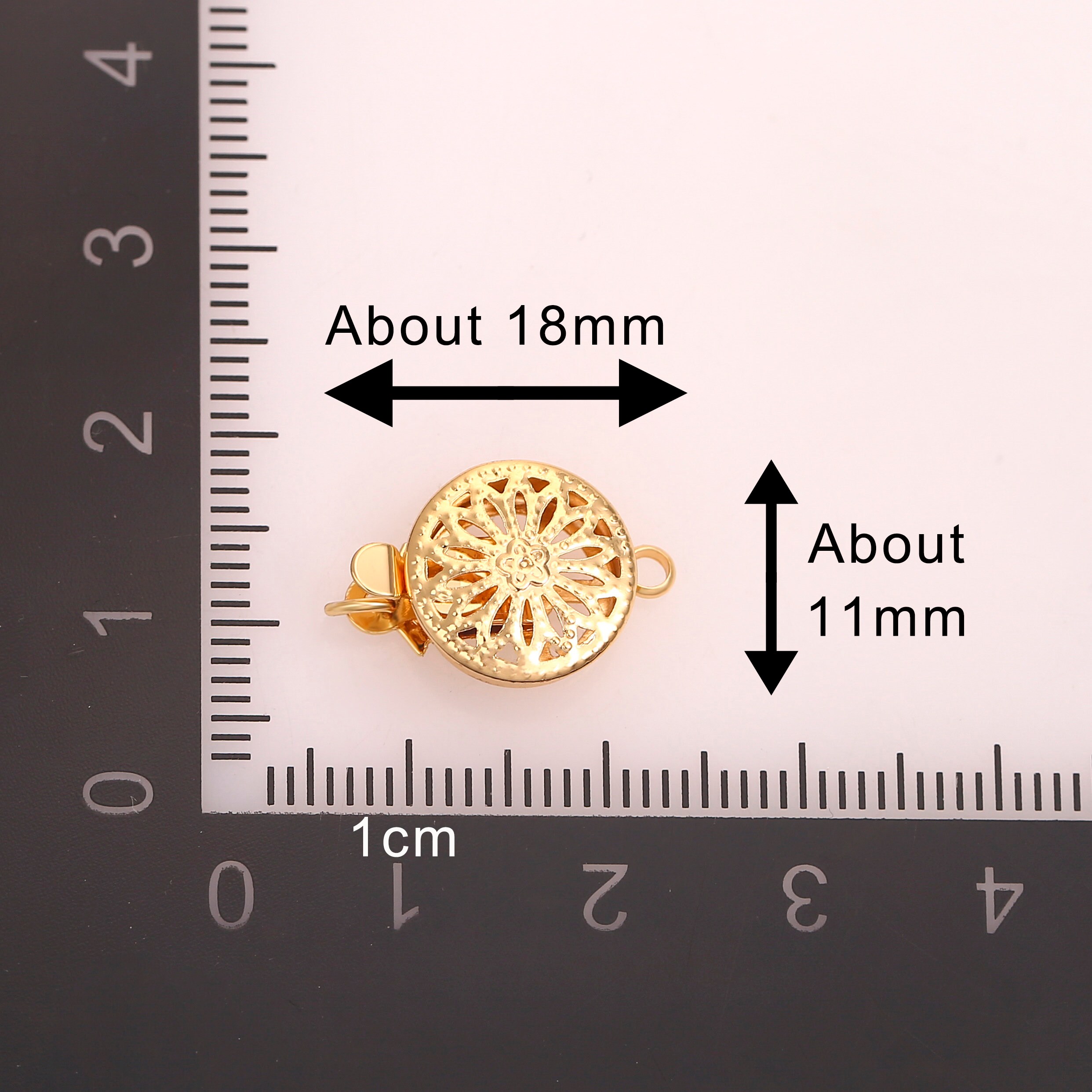 5Pcs Dainty Gold Box Clasp 18x11mmRound Necklace Clasp 18k Etsy