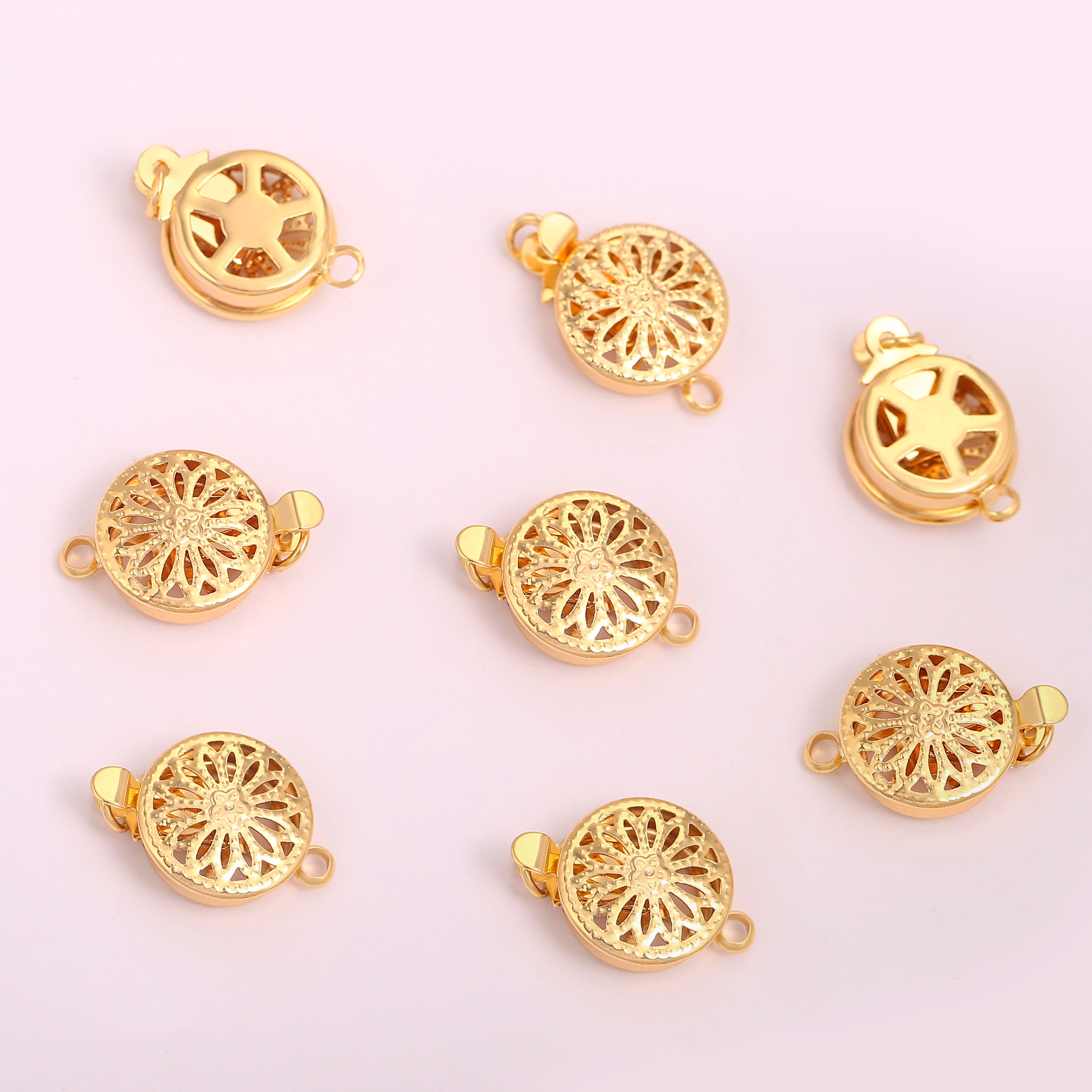 5Pcs Dainty Gold Box Clasp 18x11mmRound Necklace Clasp 18k Etsy