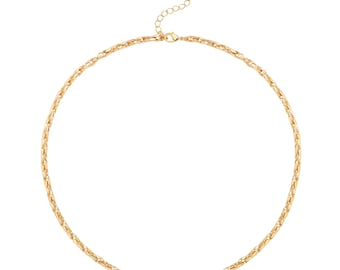 18K Gold Link Chain Necklace,Twist Chain Choker,Trending Gold Choker Necklace,Layering Necklace,Necklace for Women,Simple Choker,AWW-XJ1181