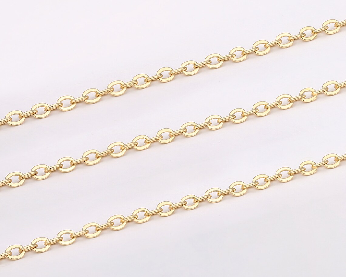 18k Shiny Gold Plated Chain Bulk 2 Meter 6.6 ftTiny Rolo Etsy