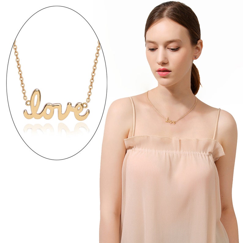 Love Letter Necklace 18k Gold Love Necklace Gold Chain Etsy