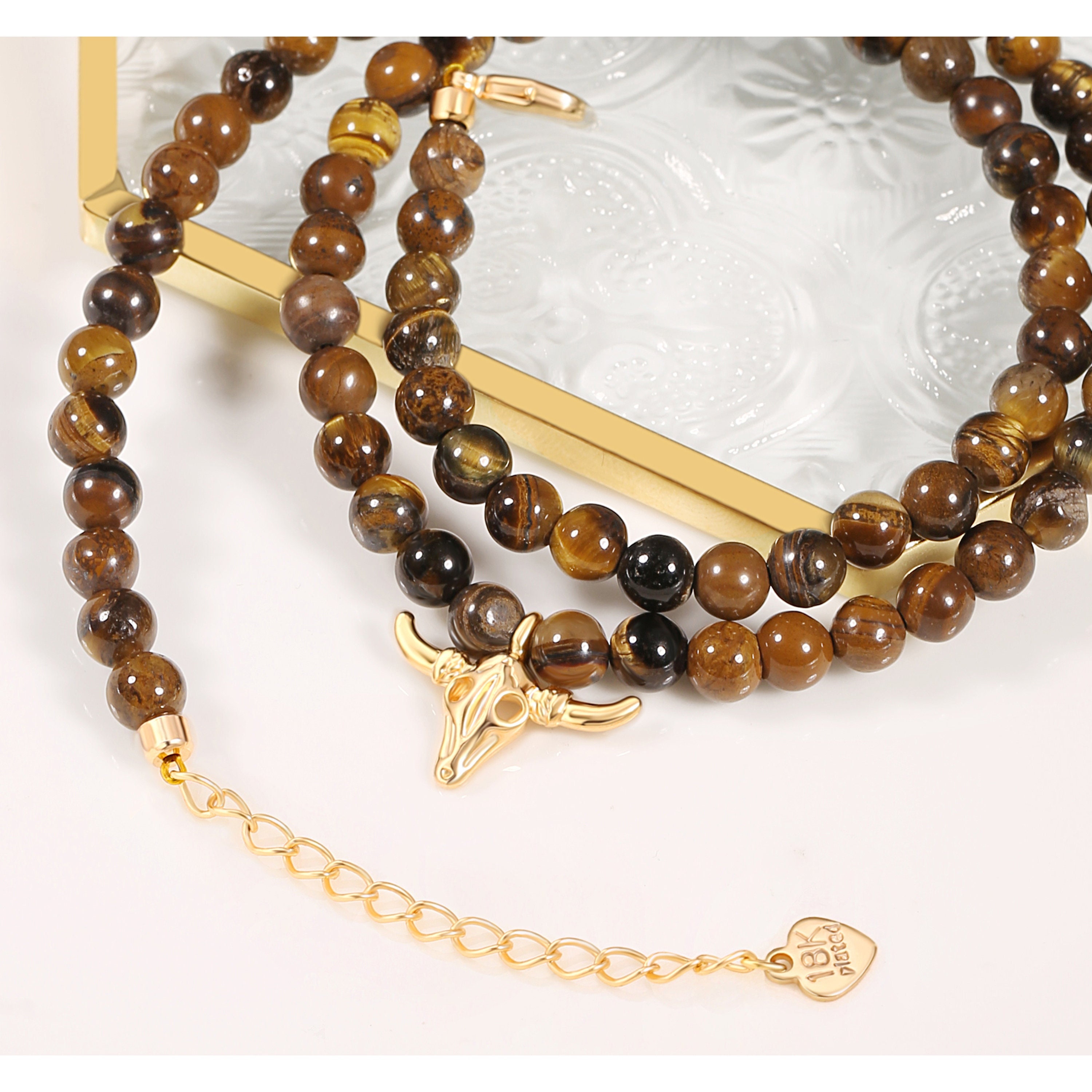 Tiger eye necklace gold deals