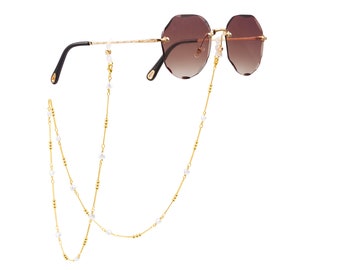 Gold Glasses Chains,Face Mask Chain,Beaded Eyeglass Chain,18k Gold Chain Glasses Chain,Heart Pearl Sunglasses Chain,Mask Holder,AWW-XJ1146