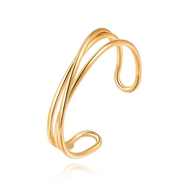 18K Gold Cuff Bangle Bracelets for Women，Statement Wide Wire Chunky Bracelets ，Adjustable Trendy Simple Gold Bracelets for Girl.AWW-SL646