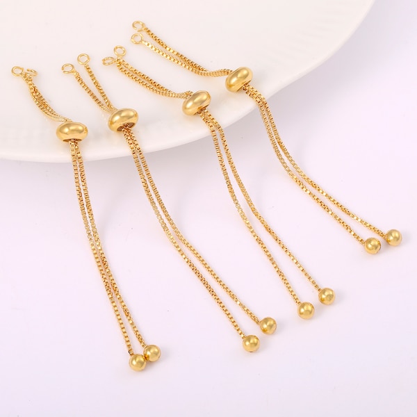 3Pcs 18k Gold Plated Sliding Adjustable Double Strand Bolo Bracelet,Half Finished Chain Bracelet,Sliding Adjustable Bracelet Making,AWW-P858