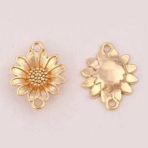 6Pcs Dainty Sunflower Connectors Charm,Gold Flower Pendant,Sun Flower Bracelet Connector Link,Blossom Charm Bulk,Jewelry Finding,AWW-P451