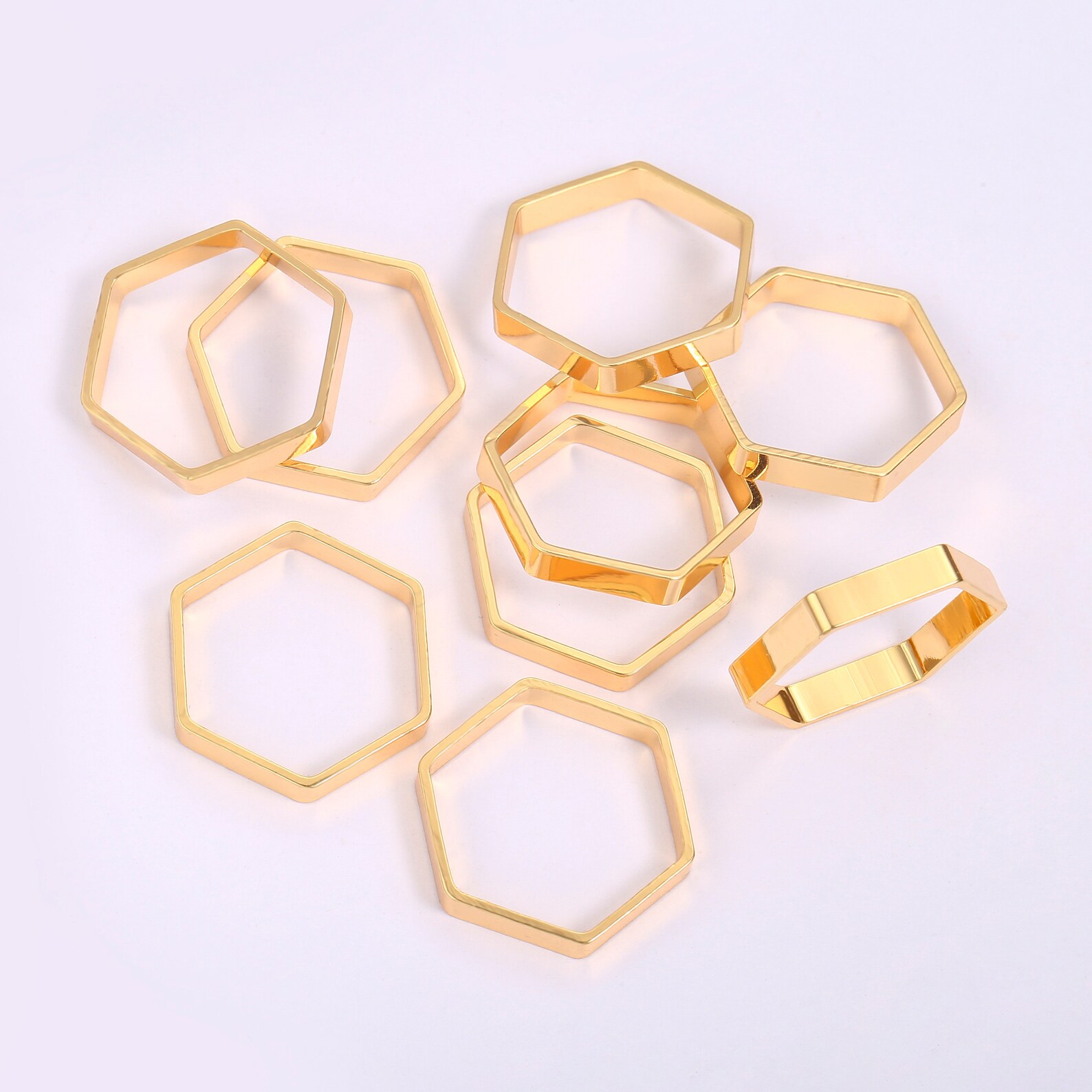 10pcs Gold Hexagon Charm20x18mm18k Gold Plated Hexagon Etsy