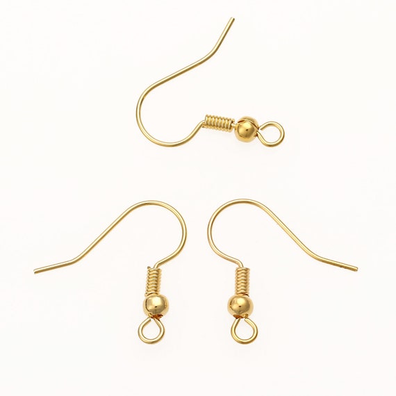 20pcs Golden Earring Wires,fish Hook,earring Hooks,18k Gold Plated