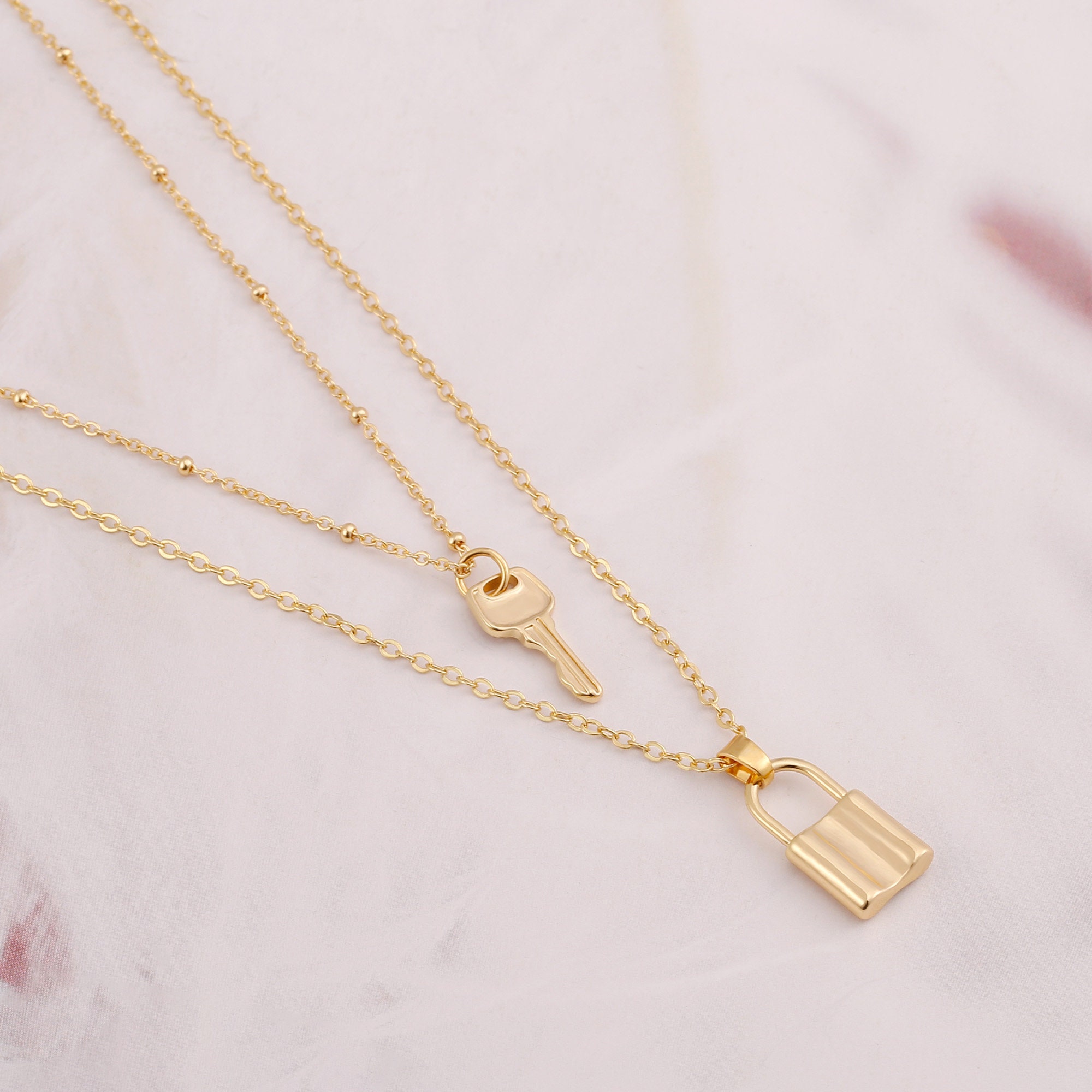 Dainty Gold Lock Necklace Lock & Key Pendant Necklaces Etsy