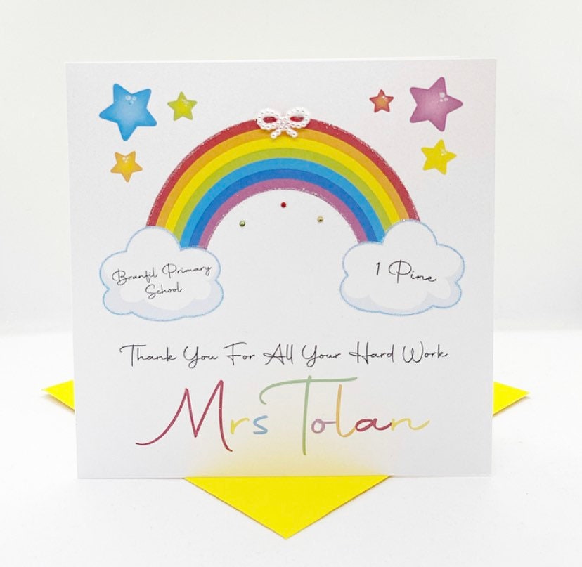 Rainbow Teacher Card Etsy