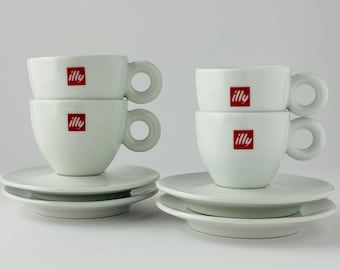 Tasses à expresso à café ou tasses à cappuccino vintage Illy caffe - Élégance italienne, Set de 2