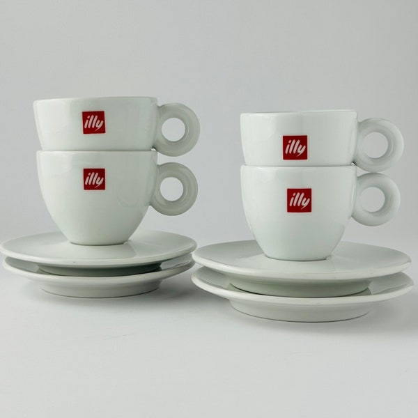 Vintage Illy caffe Coffee Espresso Cups or Cappuccino Cups - Italian Elegance, Set of 2