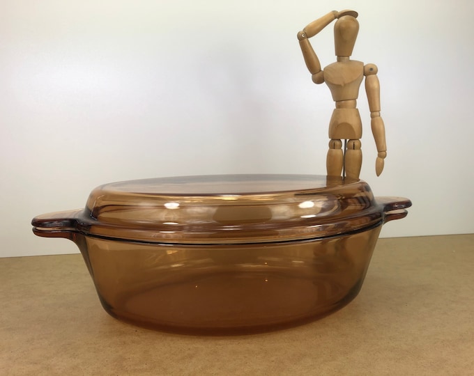 Corning France Casserole Andre Andrieu With Lid Vintage Extra Large Amber Glass Vision Ware Serge Renault