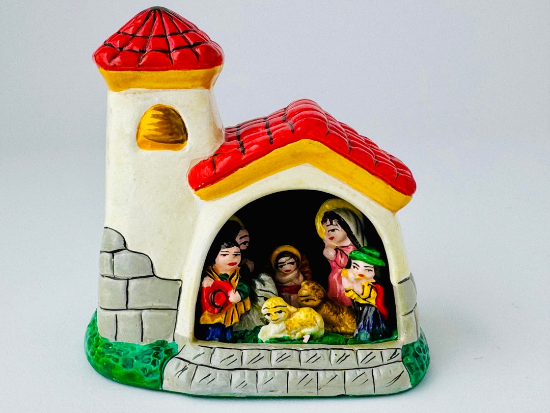 Small Vintage Peruvian Nativity Scene Handmade Retablo Christmas Decor ...