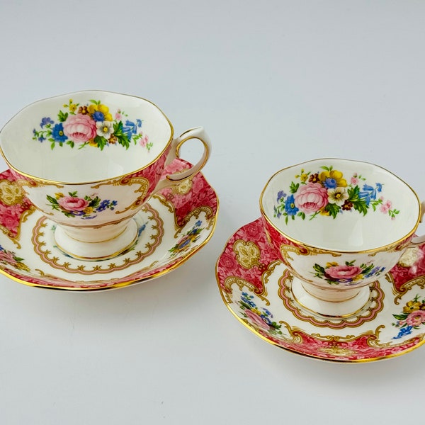 Royal Albert Lady Carlyle Tea Cup and Saucer | Pink Floral Vintage China | Choose Your Size for a Chic High Tea Experience