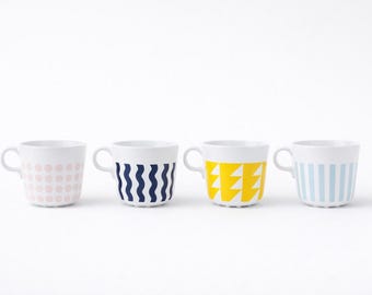 1 Vintage IKEA FRAMKALLA Ceramic Mug Geometric Pattern 2000s Scandinavian Design