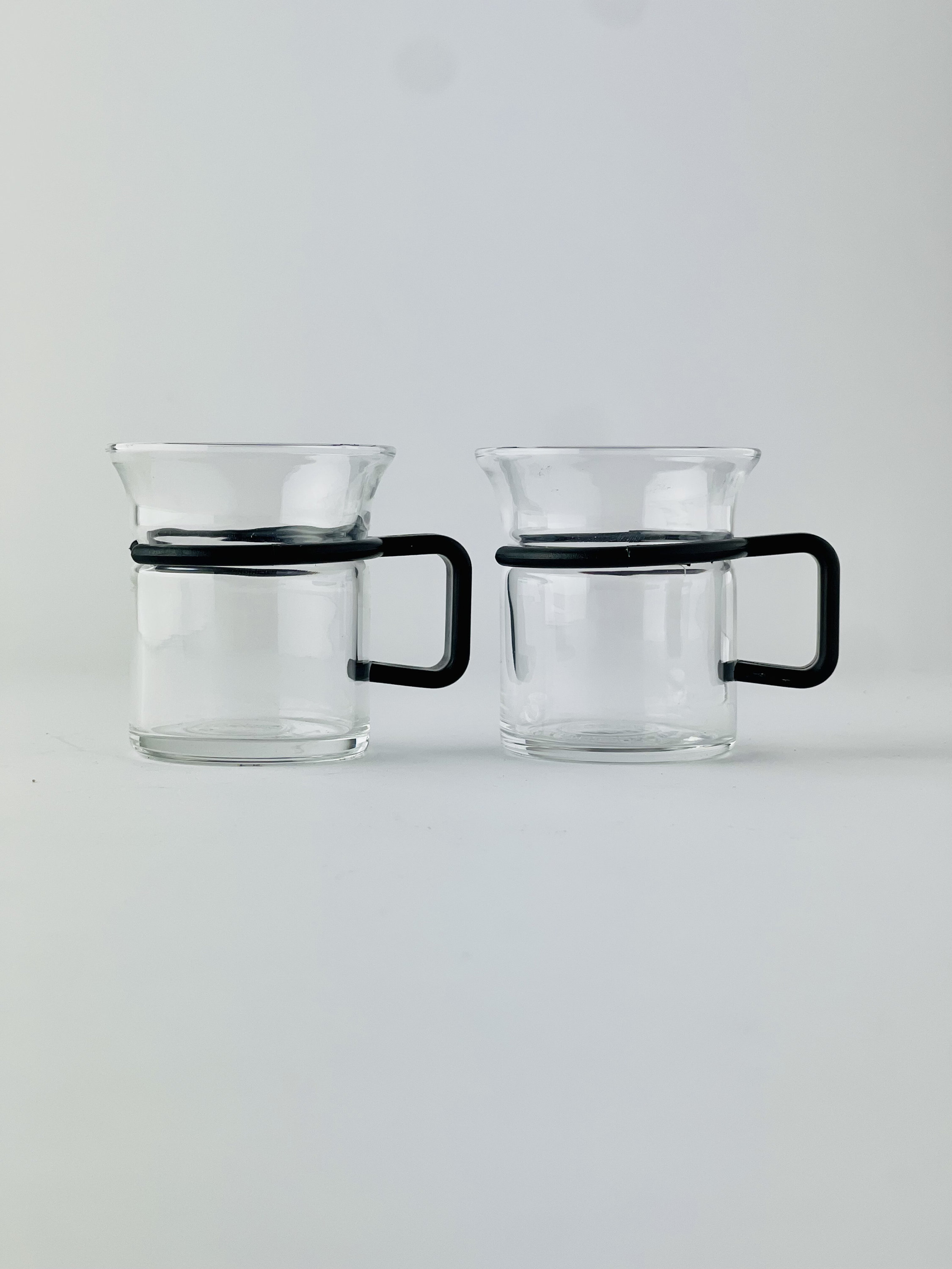 Set of 2 Bodum Bistro black handle Picard Tea glasses 1990 Denmark -  Vintage Man Stuff