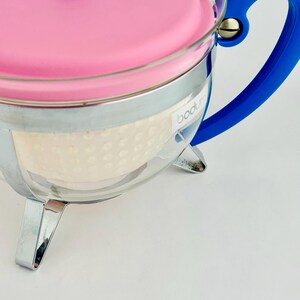 Vintage Bodum Chambord Glass Teapot 1.3L Pink Blue Colorblock 1990s Y2K image 12