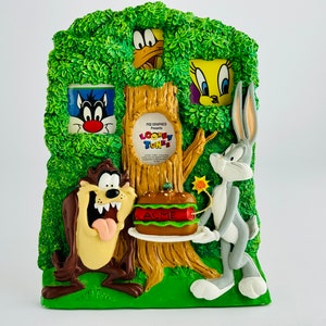 Vintage Bugs Bunny and Taz Picture Frame - Looney Tunes 90s Aesthetic Tabletop Resin Frame by Figi Frames