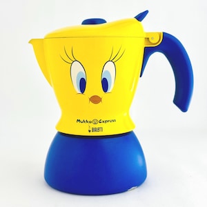 Machine à cappuccino vintage Bialetti Mukka Express Tweety 2 tasses - Édition limitée 2006 Warner Bros
