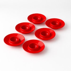 Set of 6 Vintage Red Plastic Egg Cups by Mepal Lochem - 1970s Dutch Design