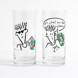Set of 2 Vintage 7UP Fido Dido Glasses – 1990s Advertising Cartoon