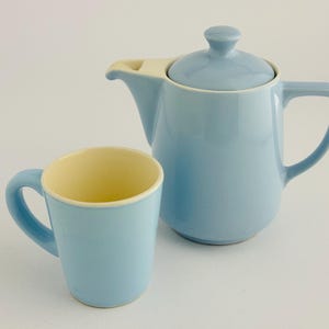 Vintage Pastel Blue Melitta Coffee Set – Retro Coffee Pot & Mug, 1950s-60s Design, Coffee for One