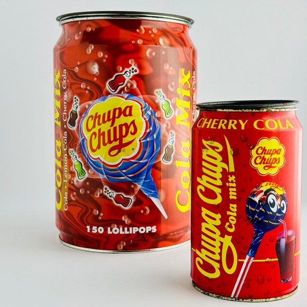 Chupa Chups Cola Lollipops Tin - Vintage Lollipop Tins, 90s Kitchen Decor, Storage Containers, Chupa Chups Collectibles