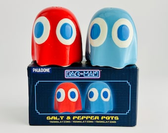 vintage Pac-Man Ghosts Sel et Poivre Shakers - Décor de salle à manger rétro, Nostalgie d’arcade des années 80, Cadeau des joueurs, Paladone Collectible