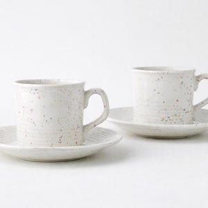Set of 2 Vintage Confetti Cups and Saucers by John Tams – Speckled English Ceramic Coffee Set