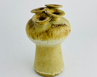 Vintage Mushroom Vase by Rudi Stahl Keramik, Mid-Century West Germany Studio Vase, Earthy Tones, Handcrafted Ceramic