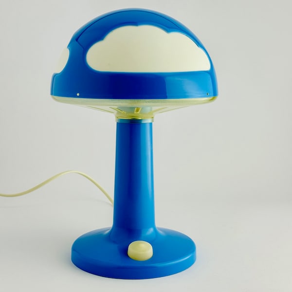 Ikea Skojig Blue Mushroom Cloud Lamp par Hendrik Preutz - Ambiance vintage des années 90 - Prise européenne - Décor moderne de chambre d'enfant