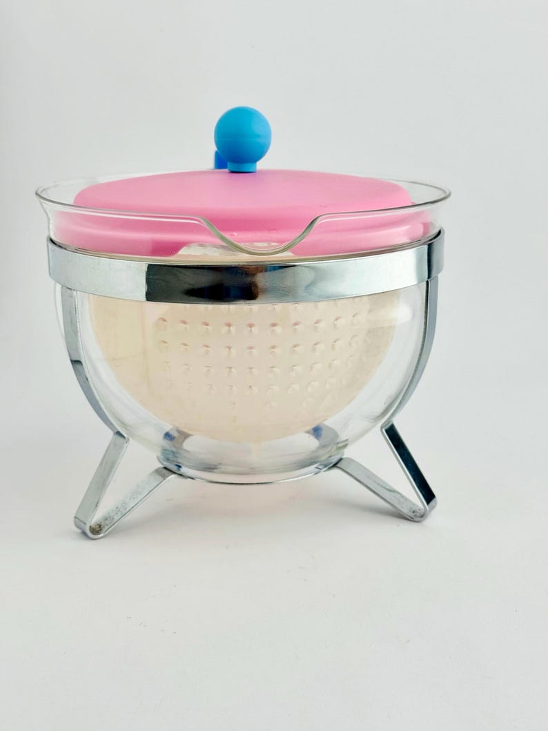 Vintage Bodum Chambord Glass Teapot 1.3L Pink Blue Colorblock 1990s Y2K image 8