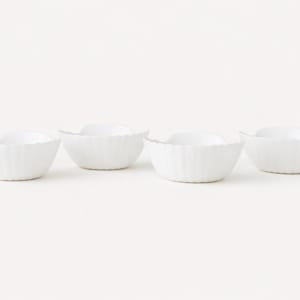 Vintage Arcopal White Shell Bowls Set of 4 French Milk Glass