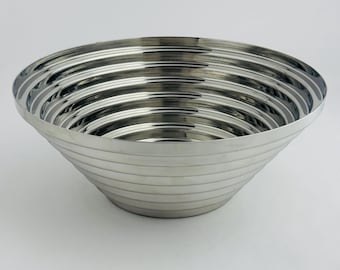 Alessi Maya Bowl by Giulio Confalonieri – 1970s Stainless Steel Centerpiece – Italian Design Fruit Basket – Postmodern Home Decor