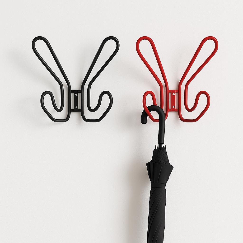 Vintage IKEA Wire Wall Hook Frän – 1990s Coat Hook in Red or Black