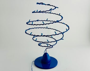 Vintage IKEA Strala Spiral Lamp, Blue UFO Shape with Small Lights, European Plug, Unique Pop-Art Decor