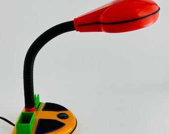 Vintage 1985 Rabbit Tanaka Desk Lamp with Organizer – Memphis Milano Style, Postmodern Design by Kyoji Tanaka