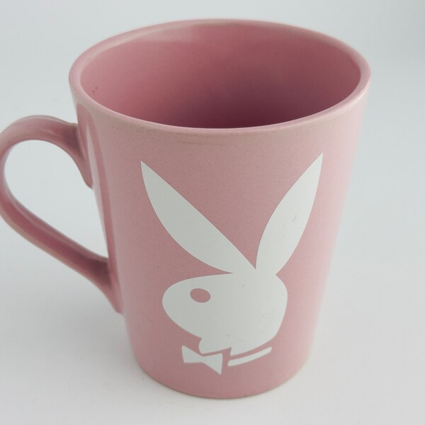 Playboy Rabbit Head Vintage Pink Ceramic Mug - Original 80s Playboy Logo, Collectible Retro Cup, Gift for Playboy Enthusiasts