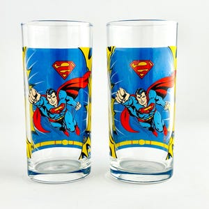 2er-Set Superman-Trinkgläser – DC Comics-Trinkgläser aus den 1990er-Jahren