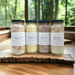 Luxury Bath Soaks - Lavender Bath Soak - Citrus Blend Bath Soak - Geranium & Jasmine Bath Soak - Vanilla Essence Bath Soak - Eucalyptus Mint