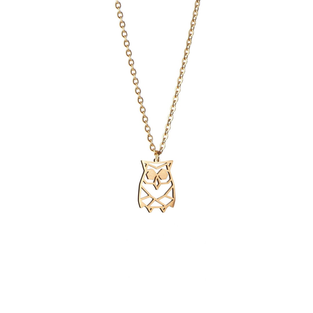Owl Necklace Gold Origami Necklace Geometric Necklace - Etsy