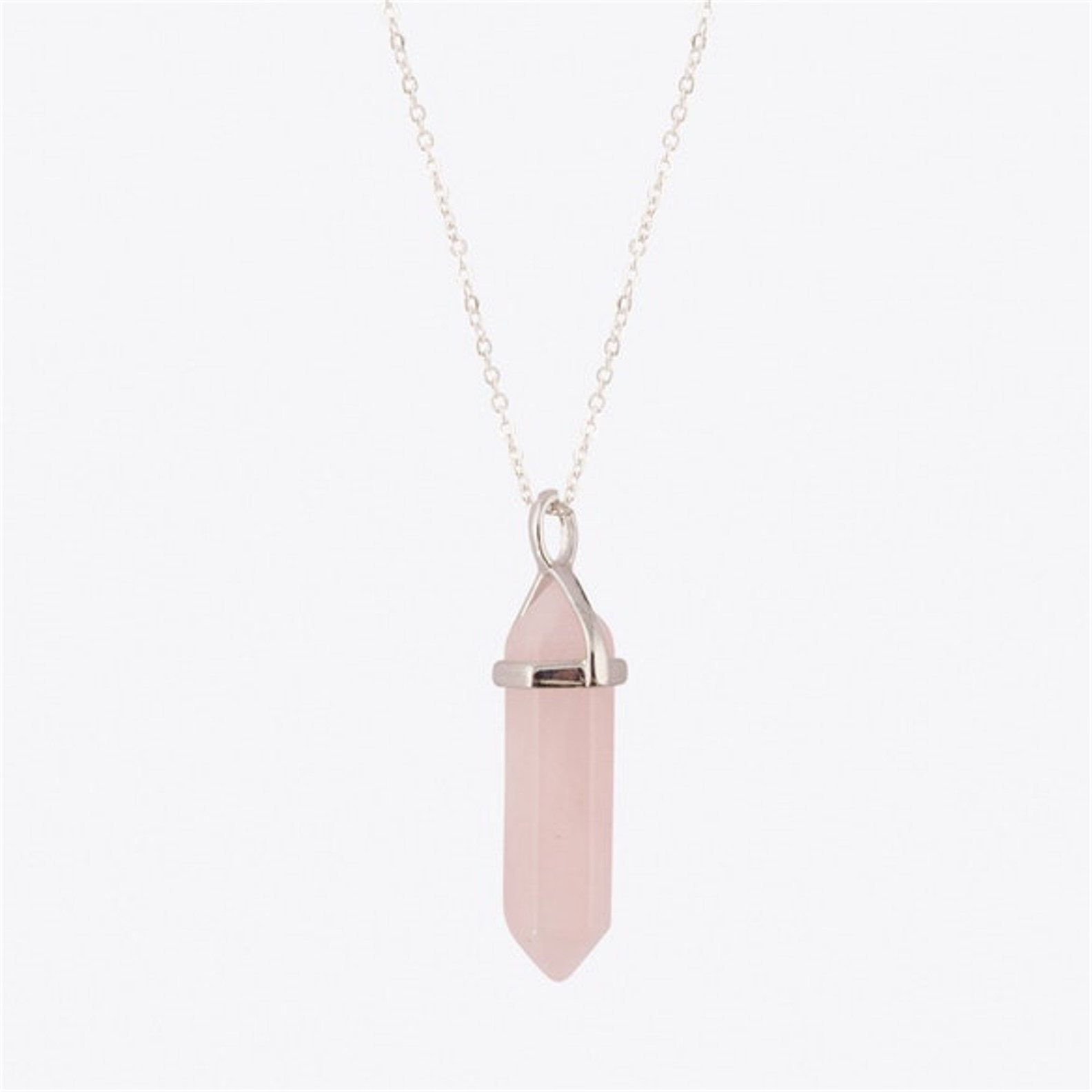 Pink Rose Quartz Crystal Necklace - Etsy