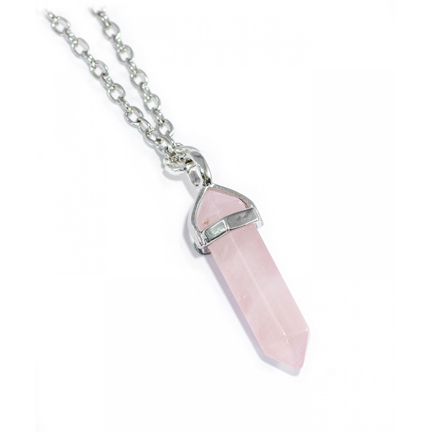 Pink Rose Quartz Crystal Necklace Etsy