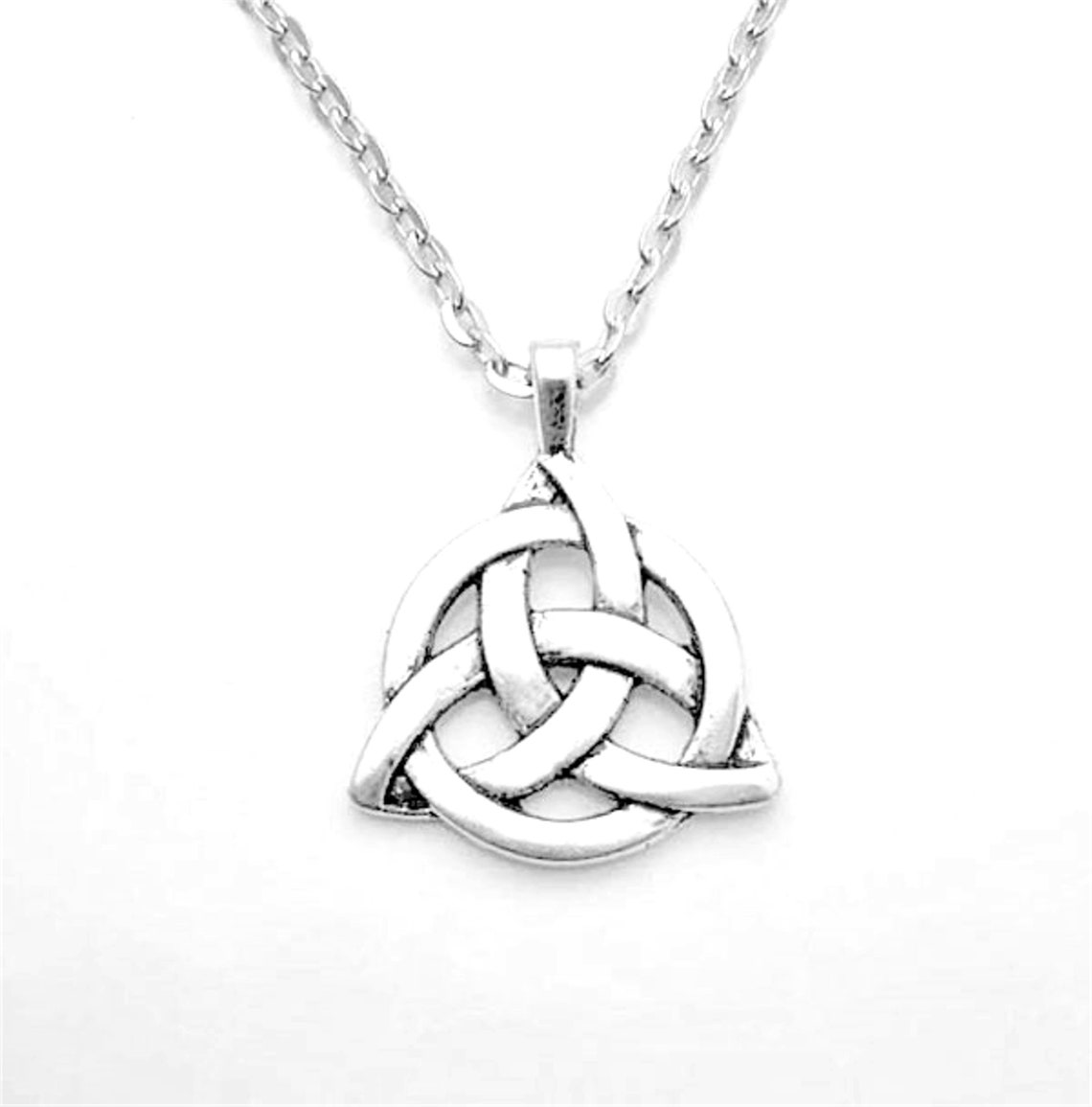 Silver Celtic Irish Triquetra Trinity Knot Necklace Full Size Pendant Etsy