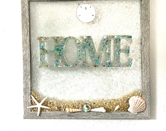 Sea Shell HOME Framed Art: Coastal Beach Decor